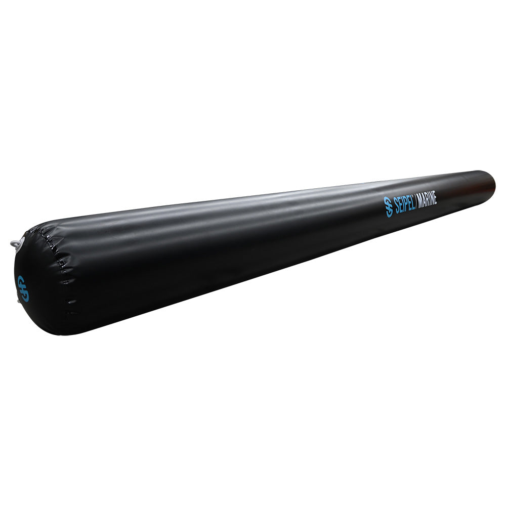 Black Seipel Marine 20-foot inflatable boat bumper, marine accessories for boat protection and durability.
