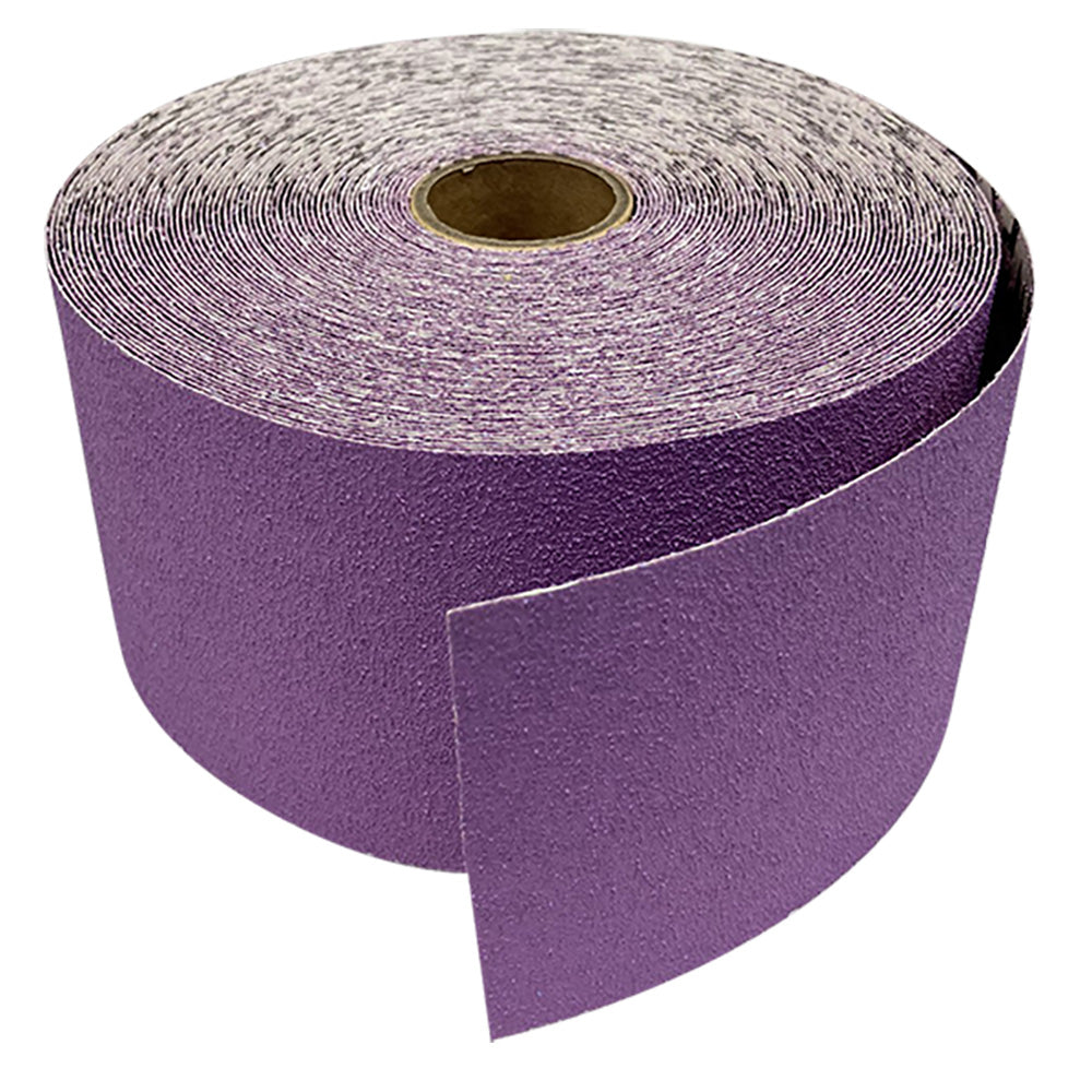 SEM 2.75-inch x 40-yard ceramic sandpaper roll with 120 grit, used for sanding and polishing in various finishing projects.