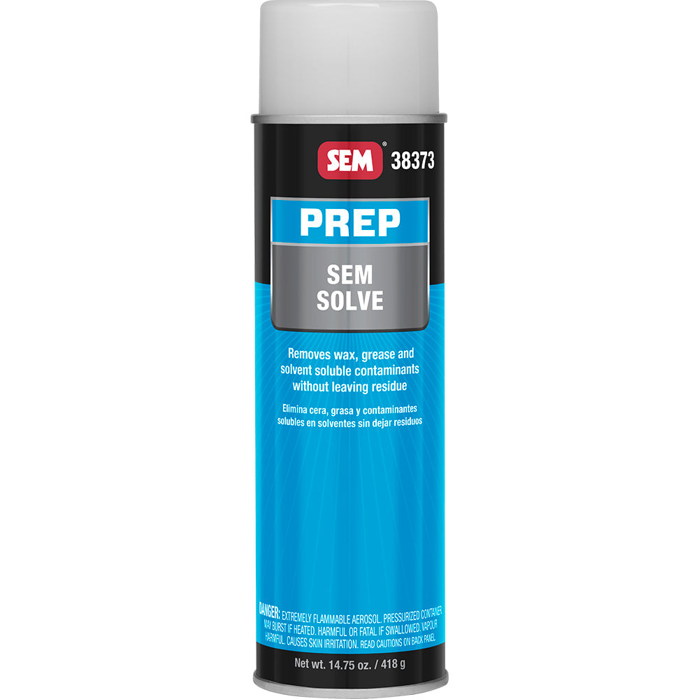 SEM Solve 20oz aerosol can, SEM accessories for automotive use, with white label and spray nozzle on the can