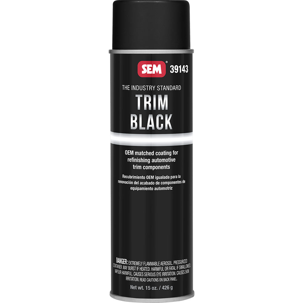 SEM Trim Black 20oz aerosol can for cleaning and trim detailing with SEM brand label on the aerosol container