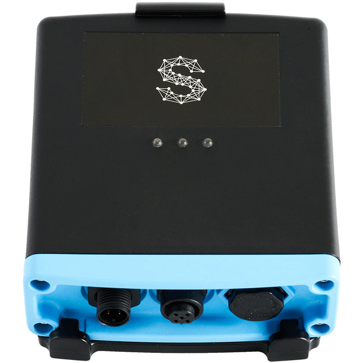 Sensar Marine boat monitor with bilge sentry security system showing digital display and control panel on a boat dashboard.