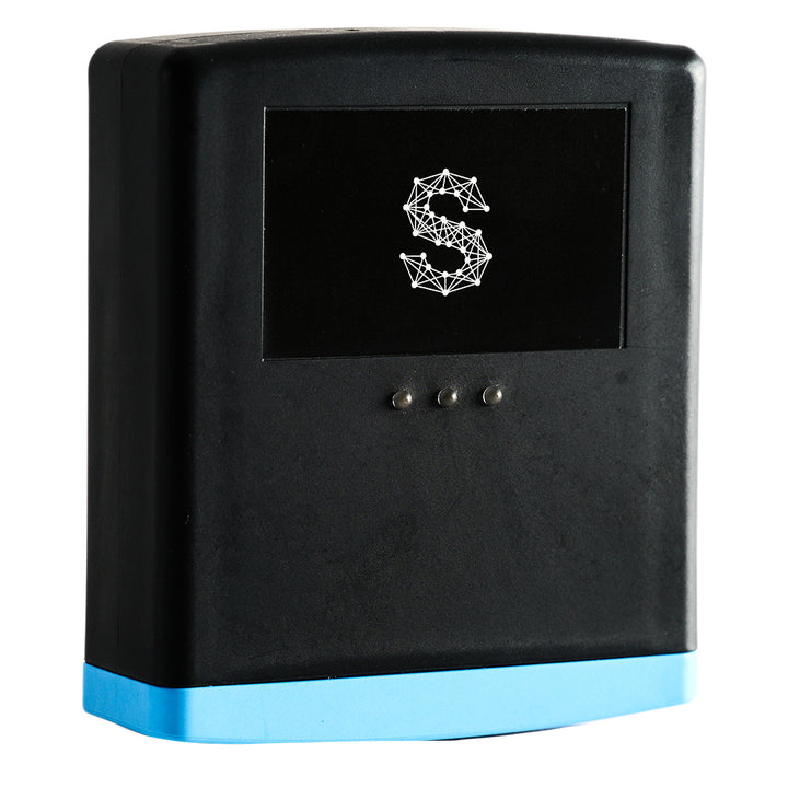 Sensar Marine boat monitor with Bilge Sentry security system, featuring digital display and sensors for marine vessel safety.