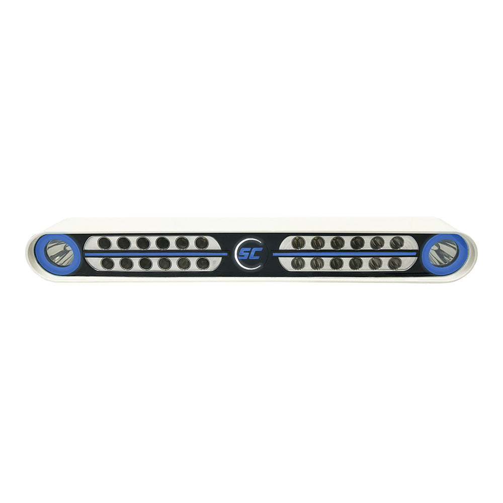 Shadow-Caster Eagle Ray LED Light Bar in white housing with dual optics, flood and spreader lighting for off-road or marine use.