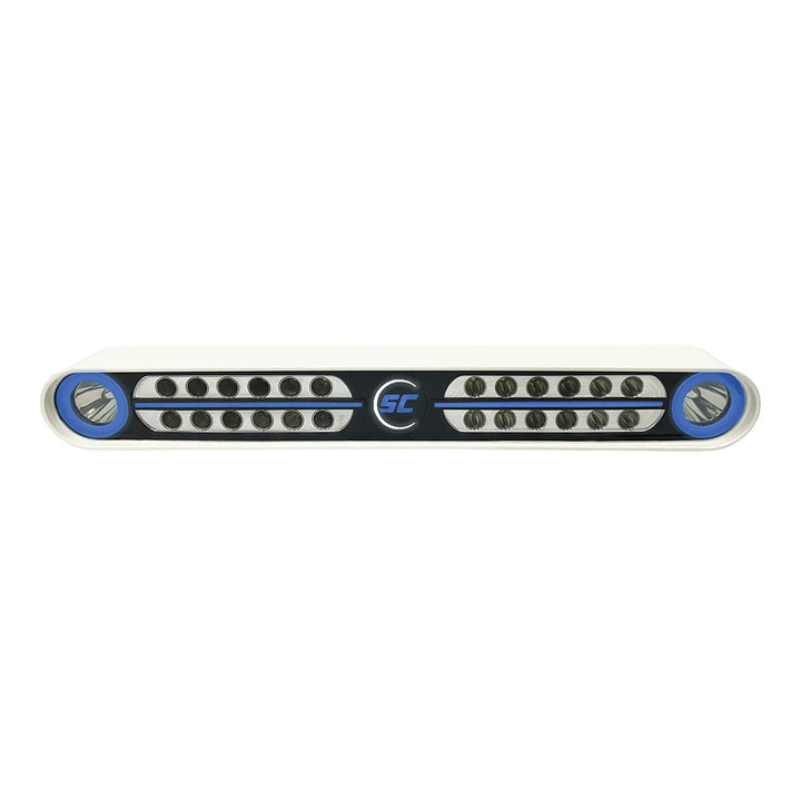 Shadow-Caster Eagle Ray LED Light Bar in white housing with dual optics, flood and spreader lighting for off-road or marine use.