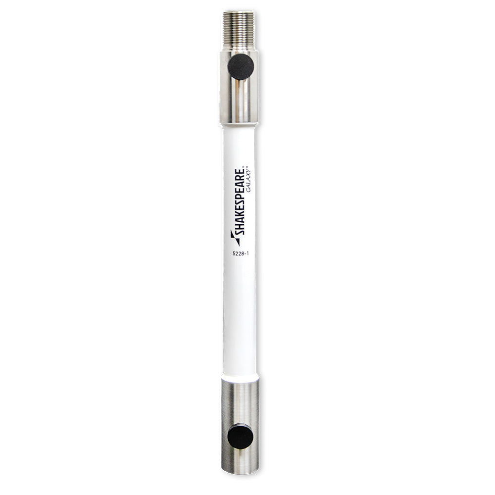 Shakespeare 1 ft. antenna extension showing a silver metal extension piece for marine or radio antennas.