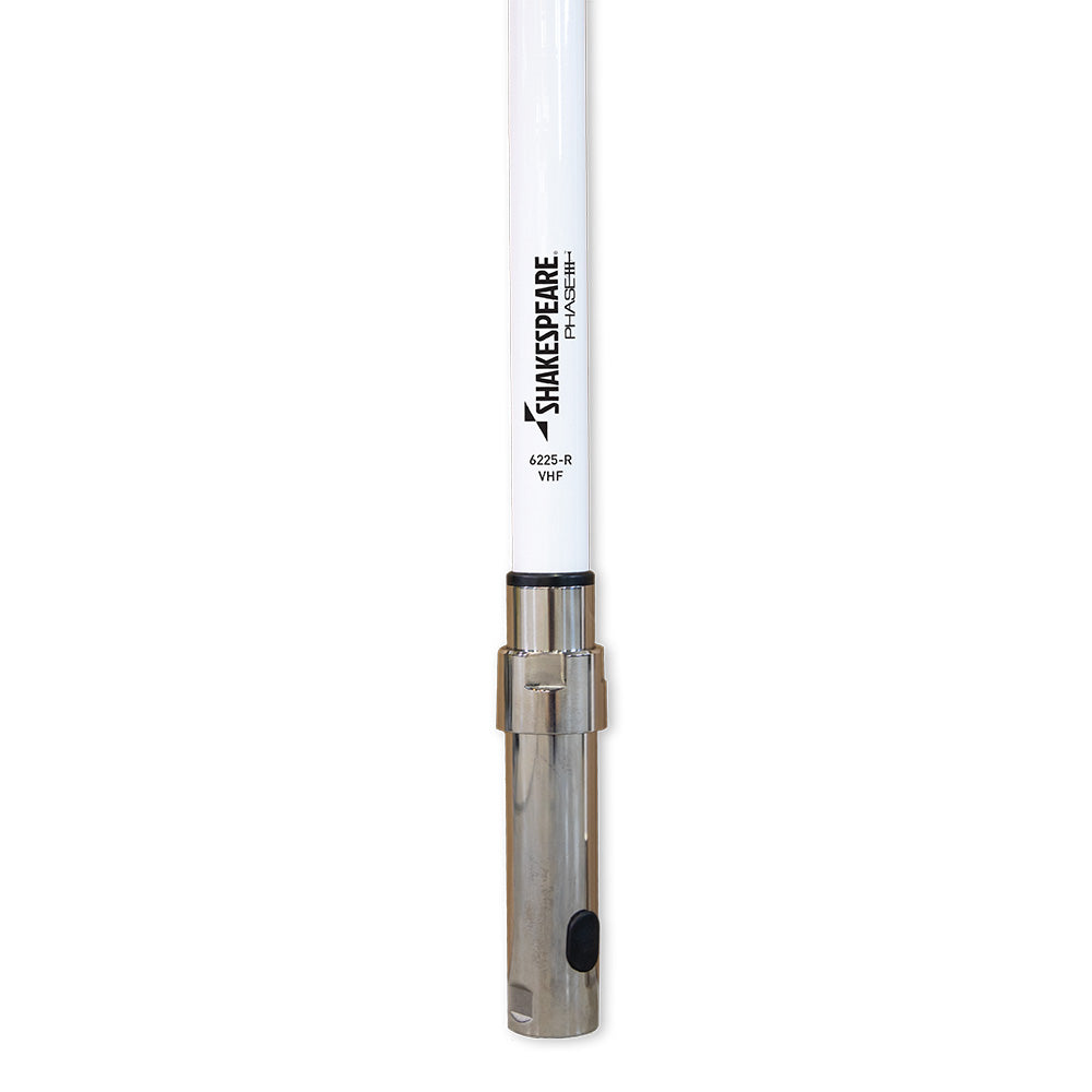 Shakespeare VHF 8' 6225-R Phase III antenna without cable, marine VHF antenna with durable design for boat communication.