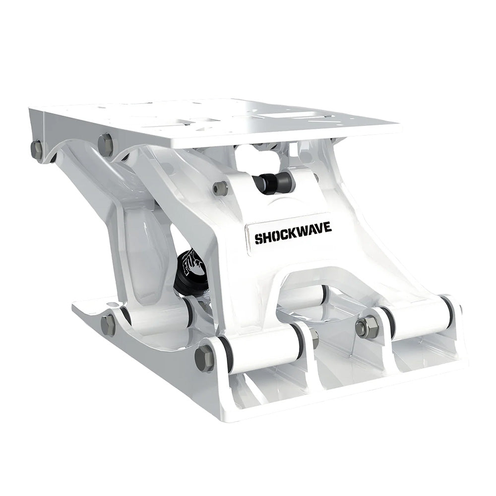 Shockwave S5-AL Suspension Base in white, a seating component by Shockwave Seats with a sturdy, adjustable design.