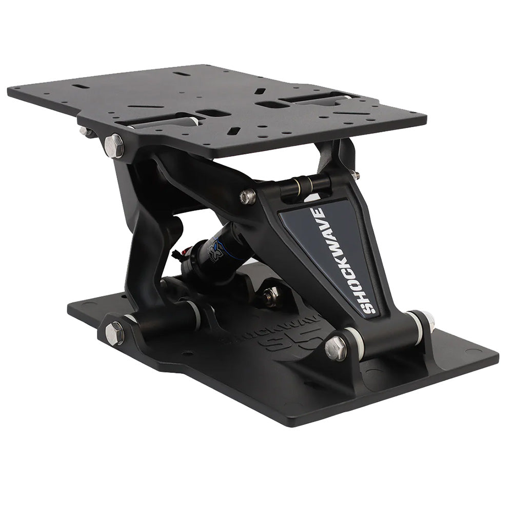Black Shockwave S5-LW Suspension Base for seating by Shockwave Seats, showcasing its sturdy construction and ergonomic design