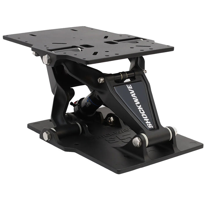 Black Shockwave S5-LW Suspension Base for seating by Shockwave Seats, showcasing its sturdy construction and ergonomic design