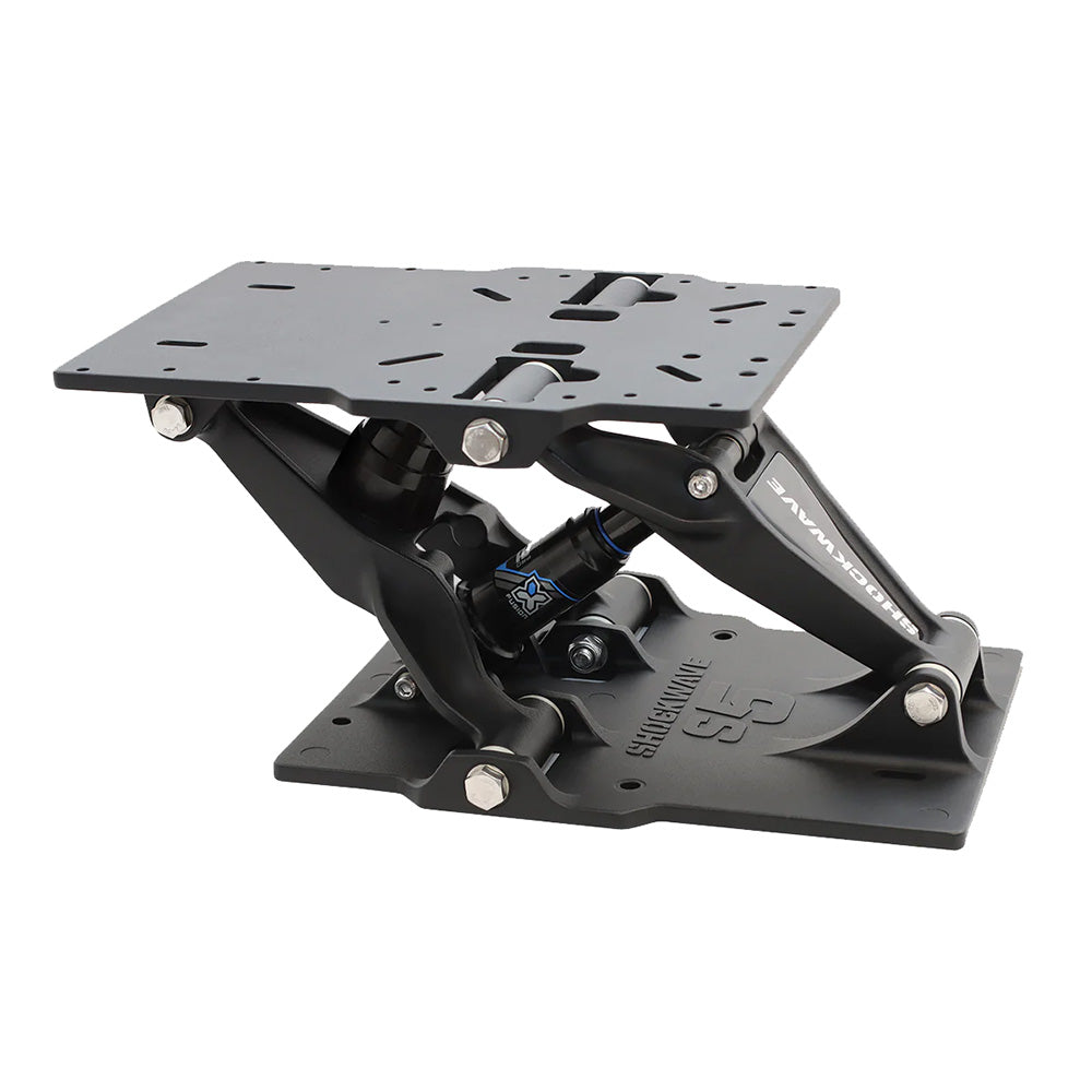 Black Shockwave S5-LW suspension base for seating by Shockwave Seats, designed for ergonomic support and durability.