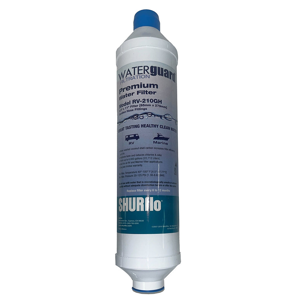 Shurflo by Pentair City Water Entry In-Line Filter with garden hose ends, durable water filtration accessory for outdoor use