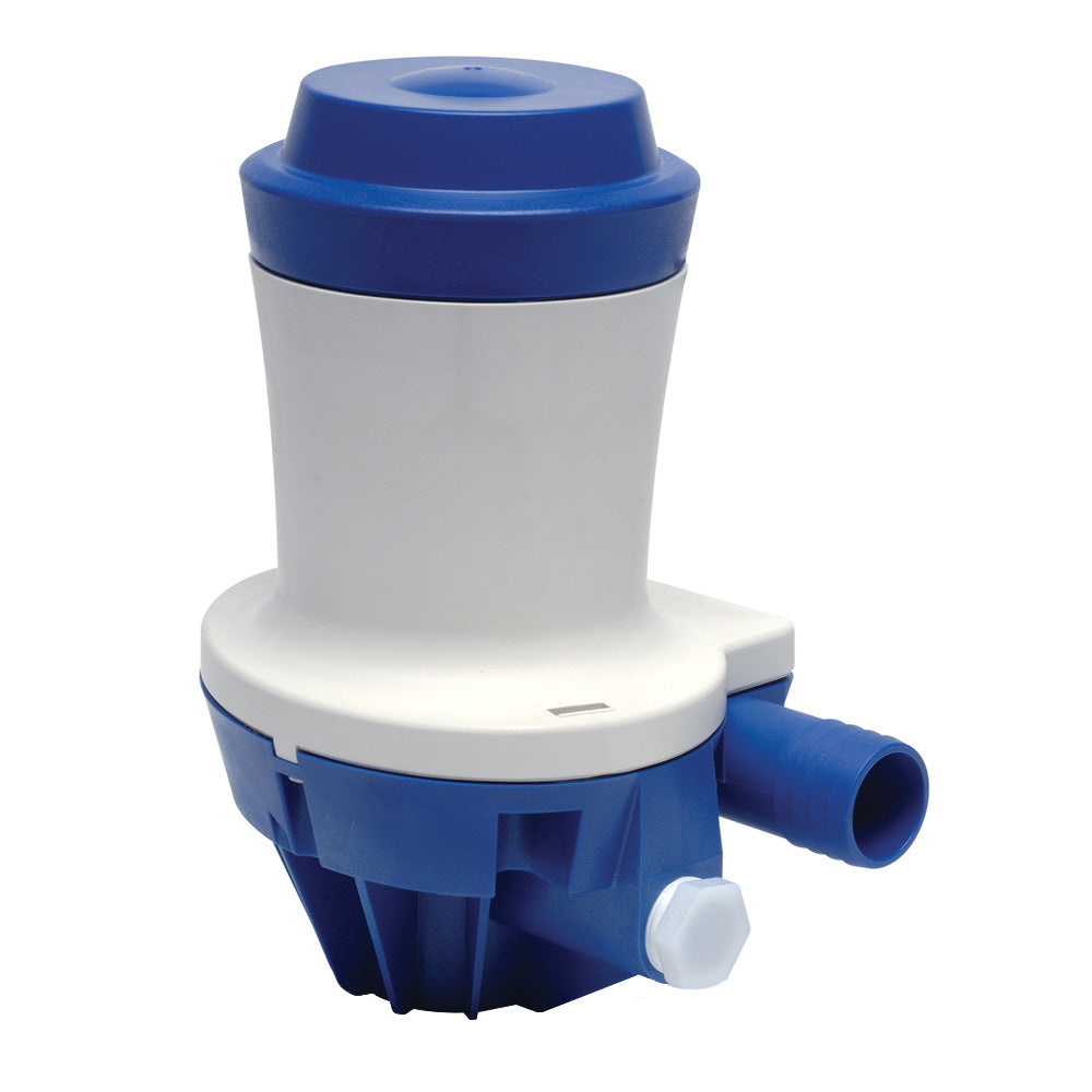 Shurflo by Pentair high flow 1500 GPH livewell pump, 24VDC, dual port, submersible marine livewell pump with 1-1/8" fittings.