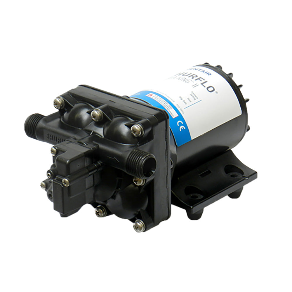 Shurflo by Pentair AQUA KING II 24 VDC fresh water washdown pump with 3.0 GPM capacity, mounted on a white background.