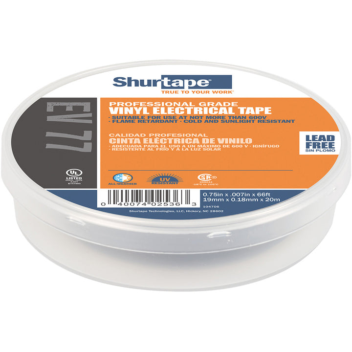 Shurtape EV 077B Professional Grade Black Electrical Tape f/Insulating  Splicing - 3/4" x 66&