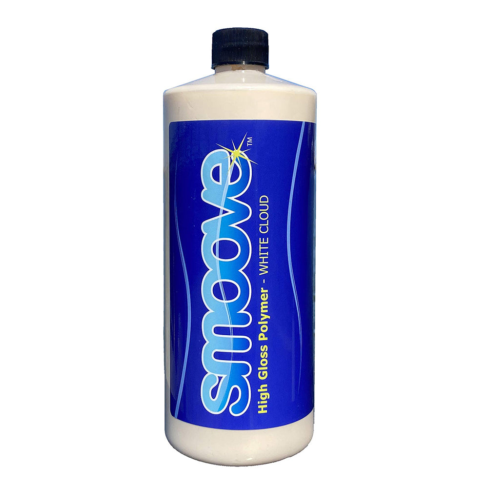 Smoove White Cloud High Gloss Polymer 2.0 quart cleaning product in a container, designed for high-gloss surface protection.