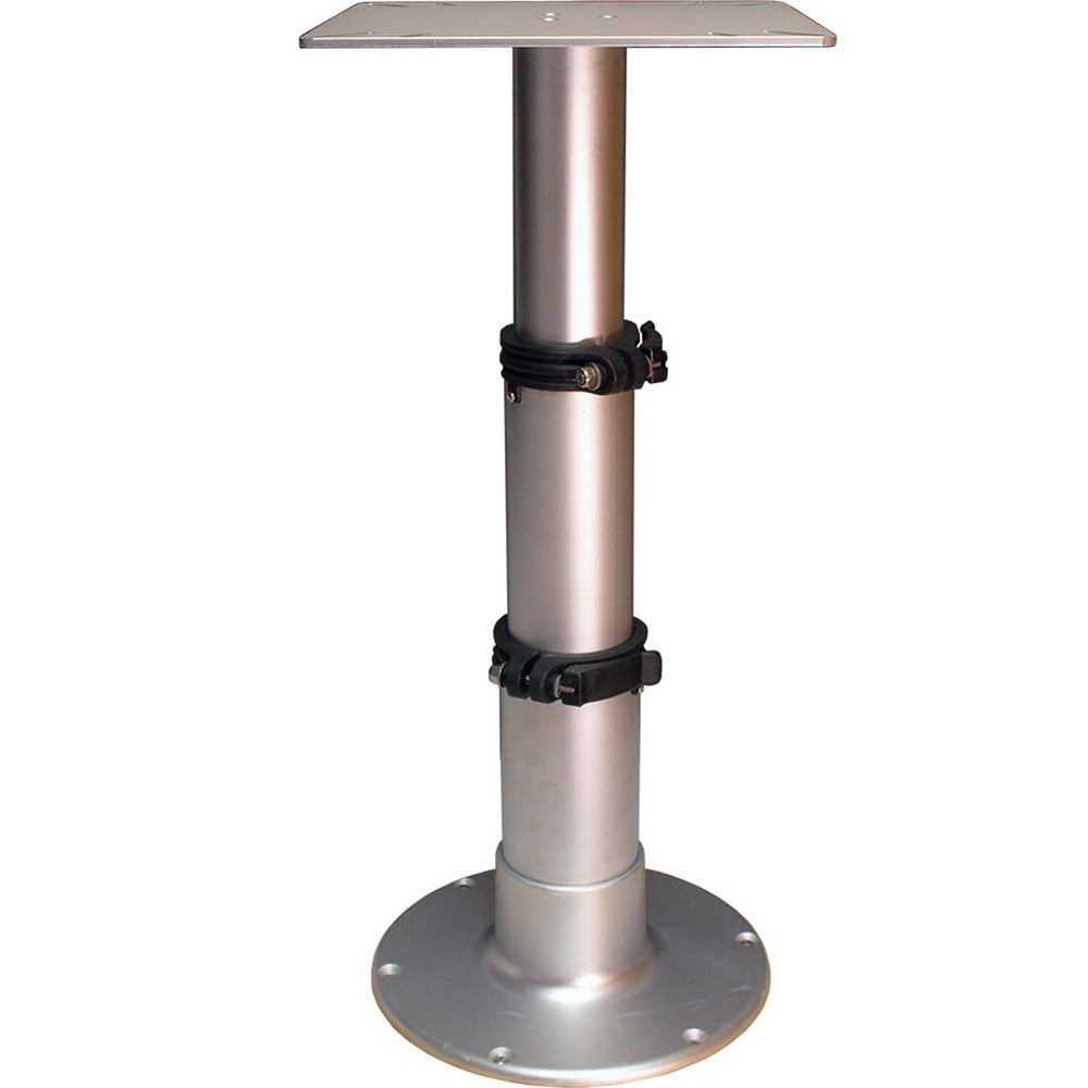Springfield Marine pedestal seat with three-stage adjustable table for boat seating, featuring a sturdy, marine-grade design.