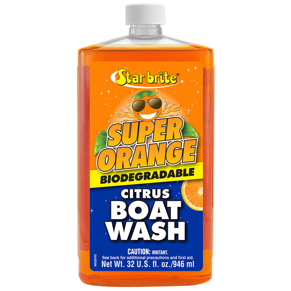 Star brite Super Orange Citrus Boat Wash Concentrate in 32 oz bottle, ideal for cleaning boats with vibrant orange citrus scent.