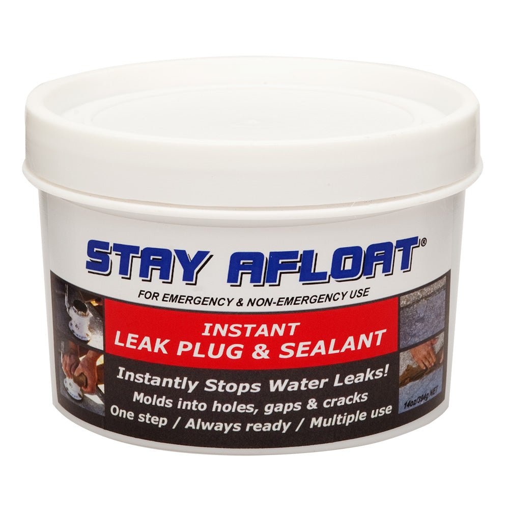Stay Afloat Marine Instant Leak Plug Sealant 14oz applied to a boat hull to stop leaks, waterproof adhesive and sealant for marine use.