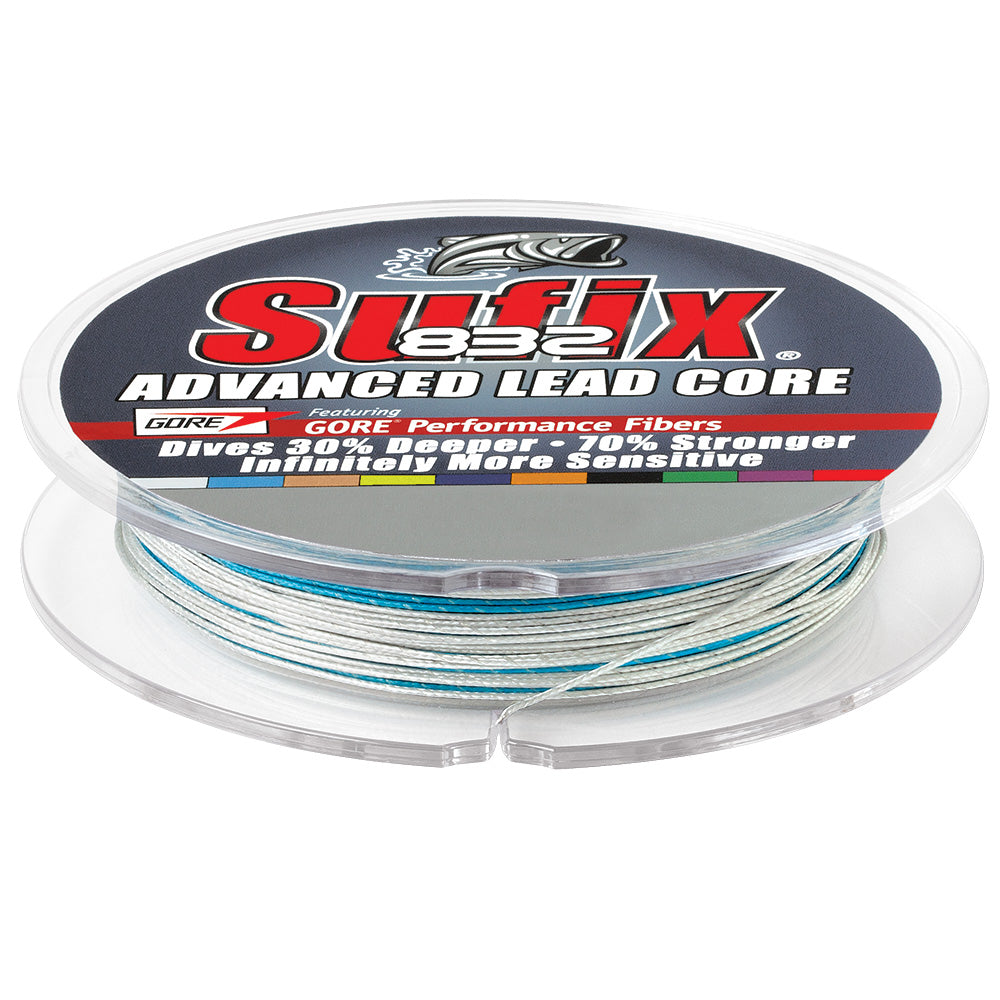 Sufix 832 Advanced Lead Core fishing line, 27lb, 10-color metered, 100 yards, designed for fishing lines and leaders.