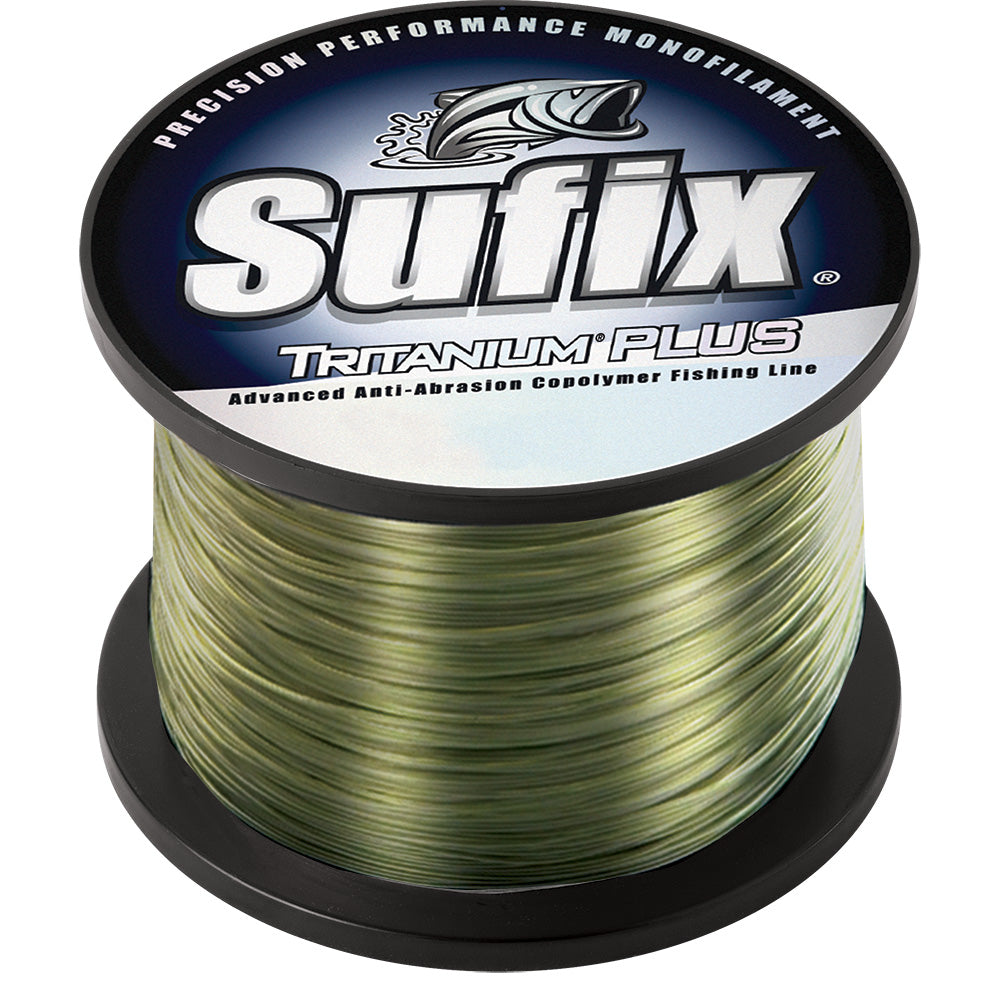 Sufix Tritanum Plus fishing line in dark green, 14lb test, 1100 yards, designed for lines and leaders.