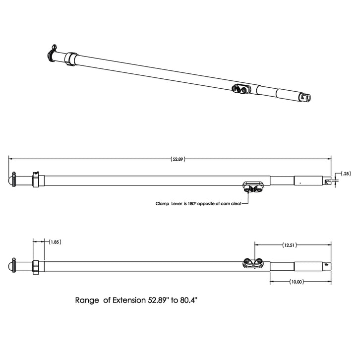 TACO Marine Tele-Sun carbon fiber shade poles with carry bag for boat biminis, shades, and umbrellas.