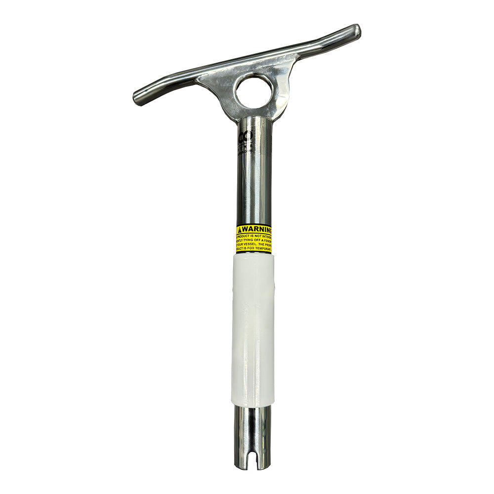 Stainless steel TACO Marine 15-inch multi-purpose portable cleat for boats, featuring durable construction and secure fastening.
