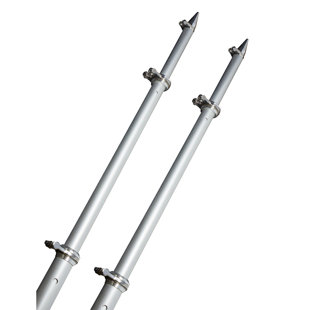 TACO Marine TACO 18 Deluxe Outrigger Poles with Rollers in silver, designed for offshore fishing boats
