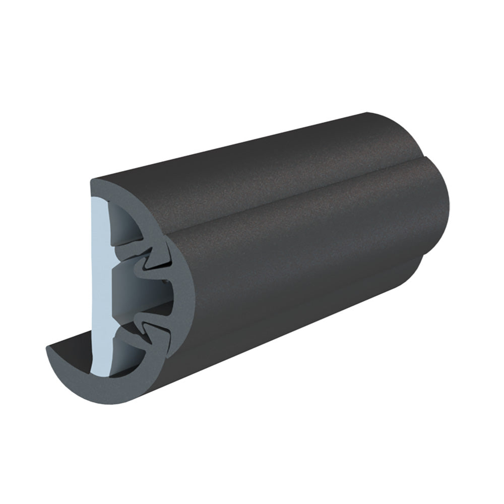 TACO Marine SuproFlex Rub Rail Kit with black vinyl overlay, 2-inch height, 1-1/4-inch width, 80-foot length in black color