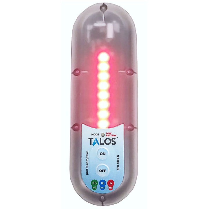 TALOS In-Motion Lightning Detector for boats and watercraft with mounting base, detects lightning threats for safety at sea.