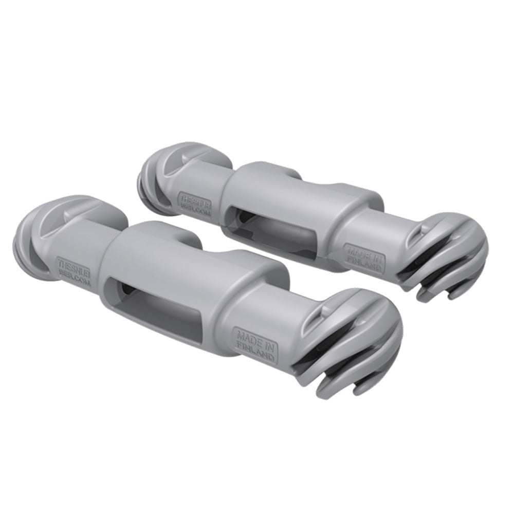Pair of grey Snubber Fender accessories, durable rubber fenders designed to protect boat surfaces from impact and abrasion.