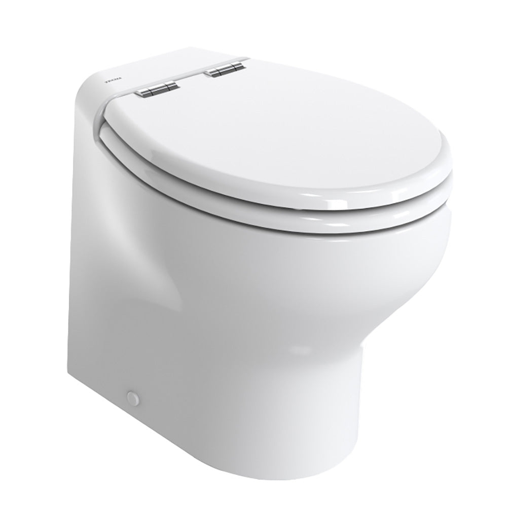 Thetford Silence Plus 2G marine sanitation toilet with wood polyester soft-close seat, high model, white, 12V power, standard solenoid