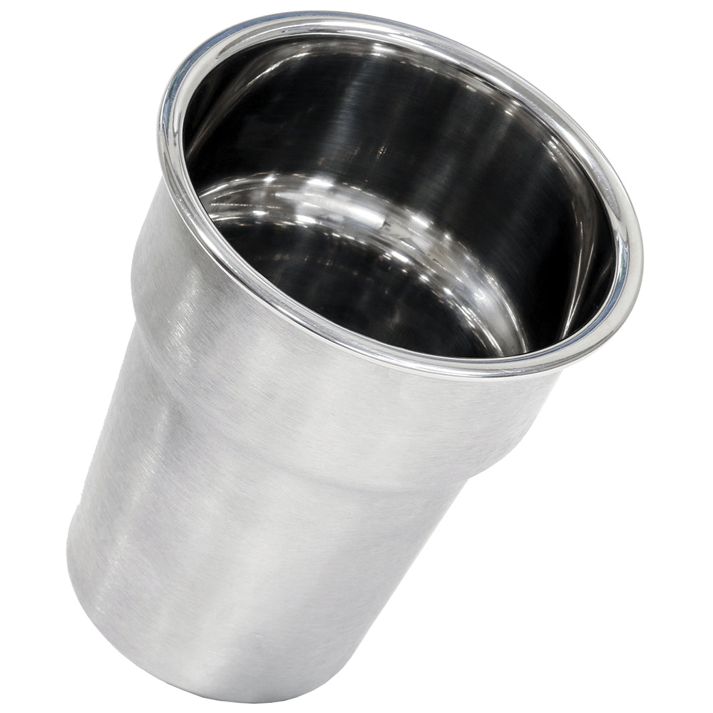 Tigress large stainless steel cup insert for deck and galley, durable and rust-resistant, designed for marine vessel use.
