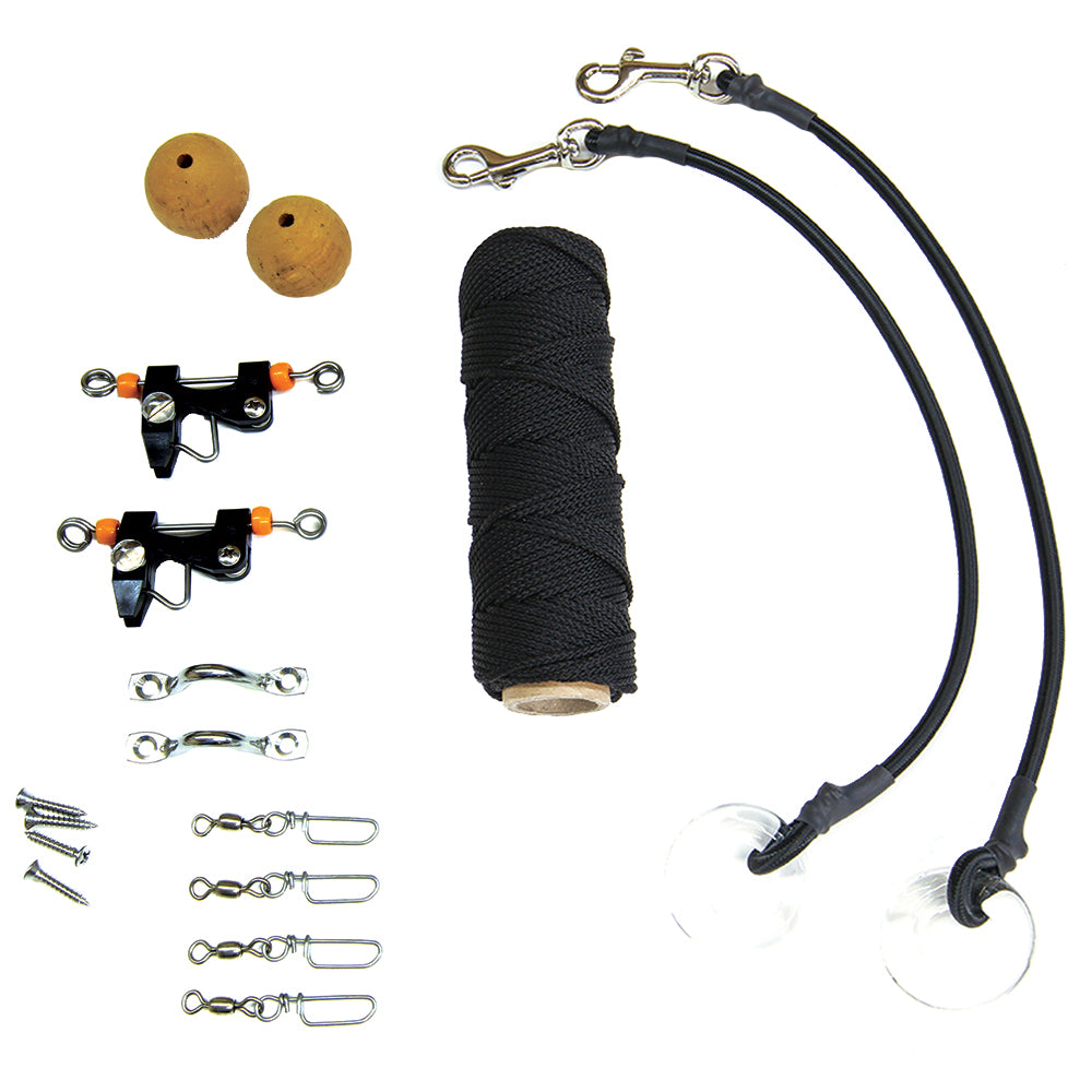 Tigress Deluxe Rigging Kit in black nylon for outrigger accessories, featuring durable rigging components on a white background.