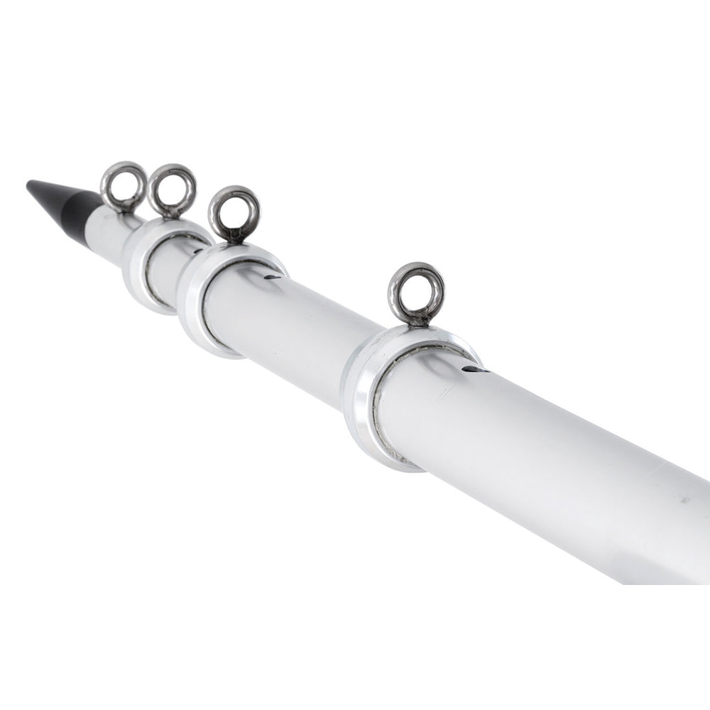 Tigress XD telescoping aluminum outrigger poles, 15ft, 1-1/2 inch diameter, silver color, designed for fishing boats.