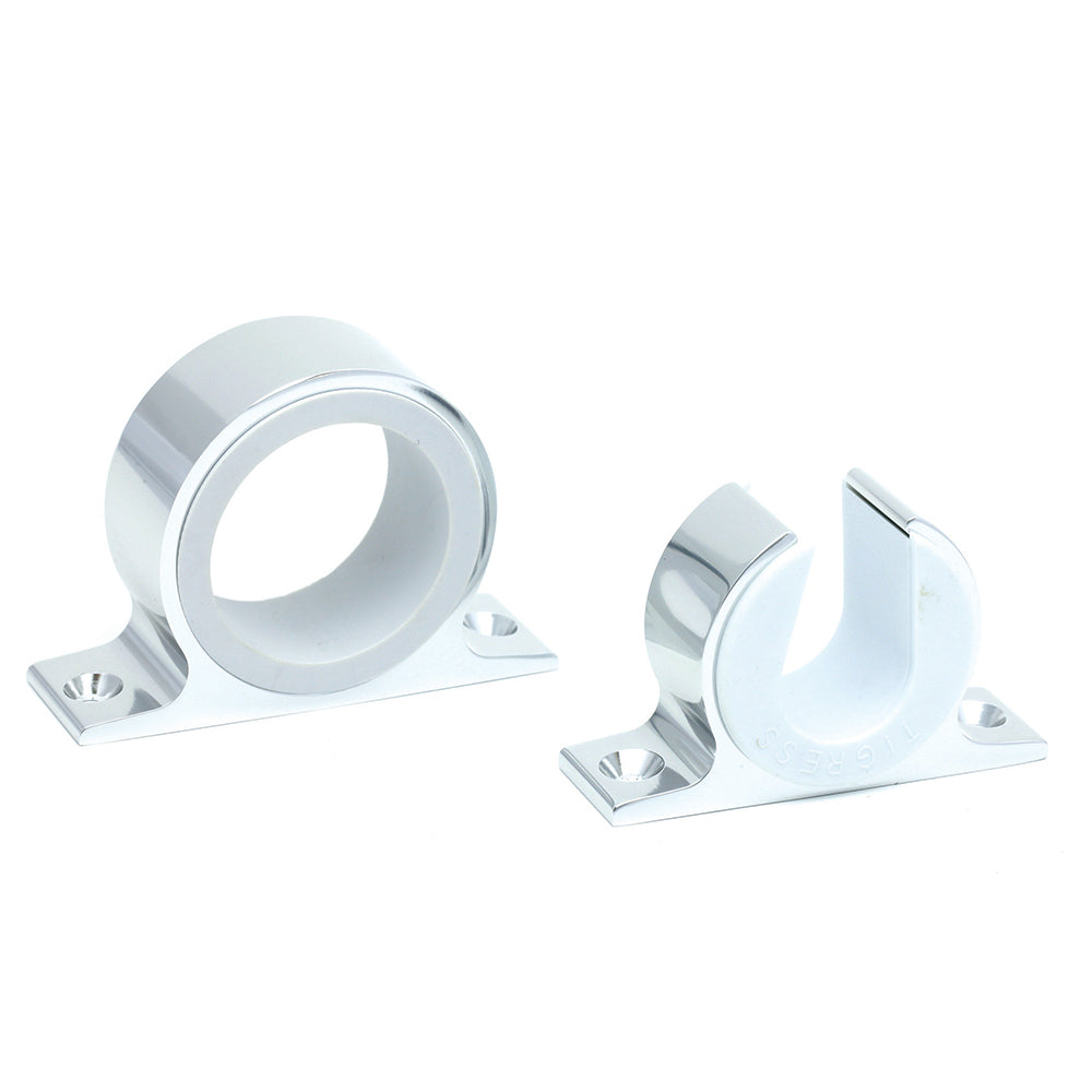 Tigress Premium Silver Anodized Rod Hanger for rod and reel storage, featuring durable silver anodized finish and secure mounting.