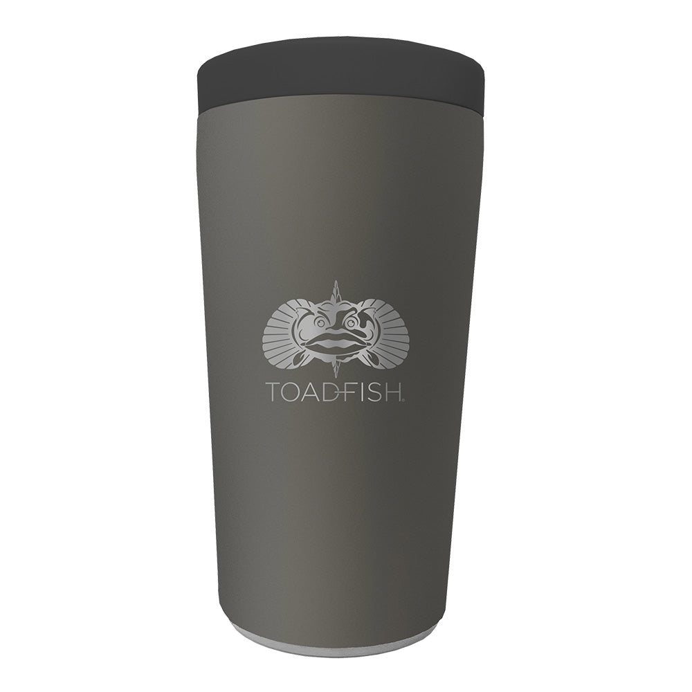 Toadfish Non-Tipping Can Cooler 2.0 in graphite, a universal fishing accessory designed to keep drinks stable and cold.