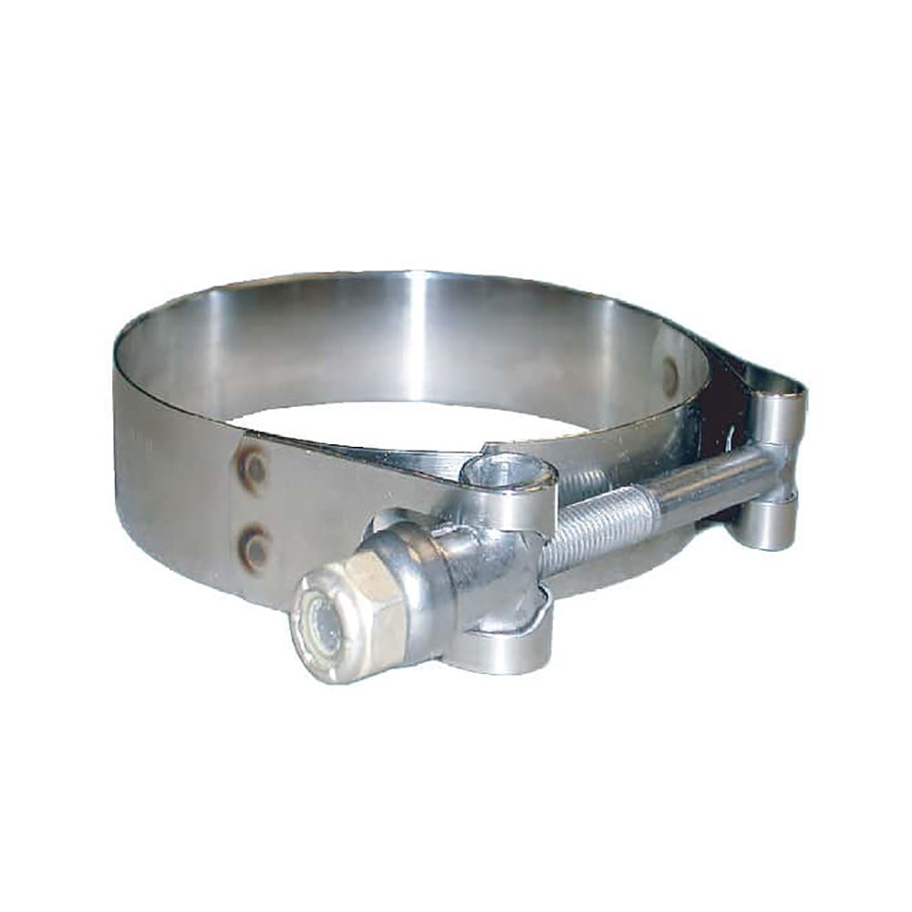 Trident Marine 316 SS T-Bolt Clamp with 3/4 inch band and 1.28-1.59 inch range, marine accessories for secure hose connections.