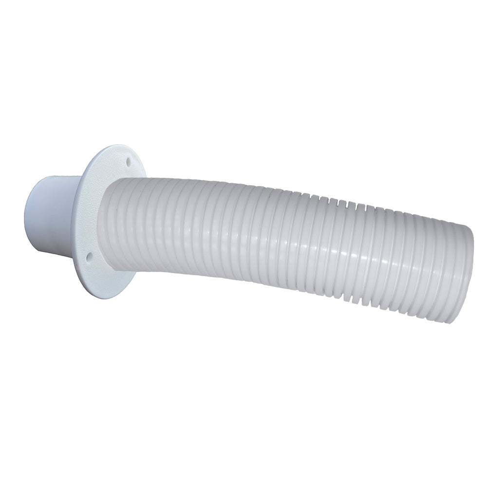 White Trident Marine 4 stern flex hose with transom flange, marine accessories for boat exhaust or water systems.