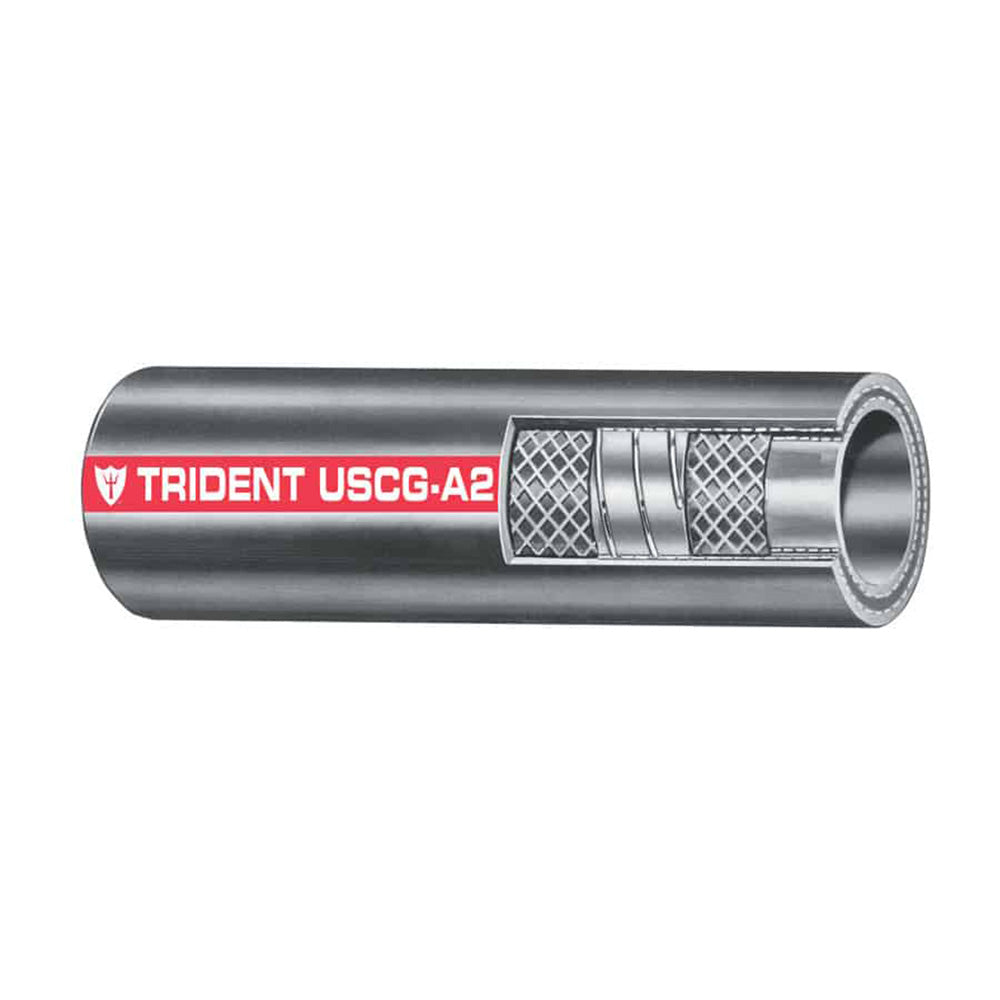 Trident Marine 2-inch Type A2 fuel fill hose, flexible rubber marine fuel hose with fittings, sold by the foot.