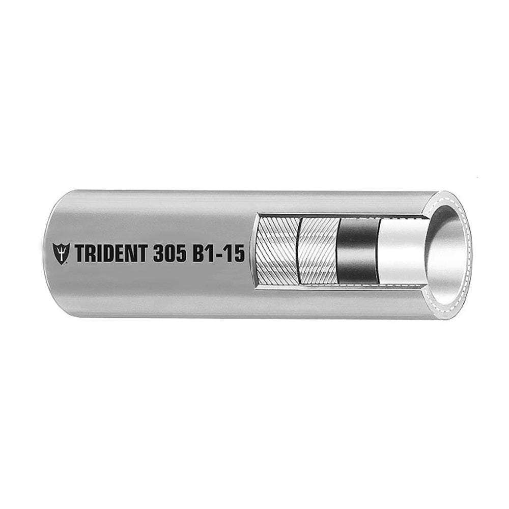 Gray Trident Marine 3/8-inch barrier-lined B1-15 EPA compliant outboard fuel line hose, sold by the foot, for marine fuel systems.
