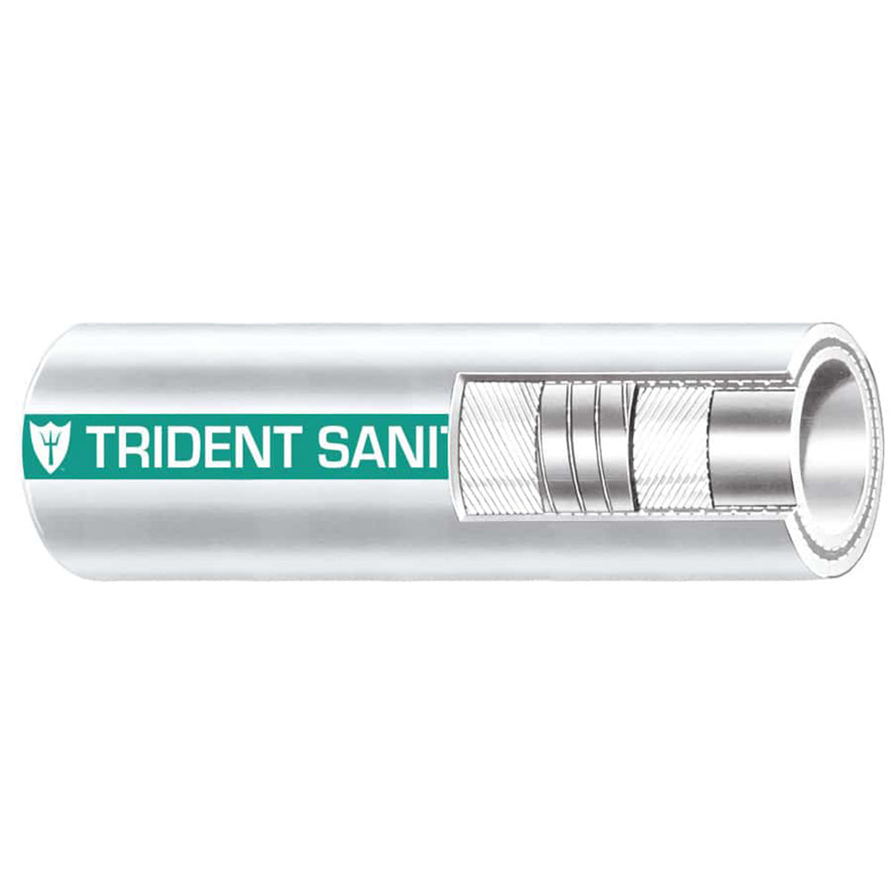 Trident Marine 1-1/2-inch white sanitation hose with green stripe, flexible marine hose for sanitation systems, sold by the foot.
