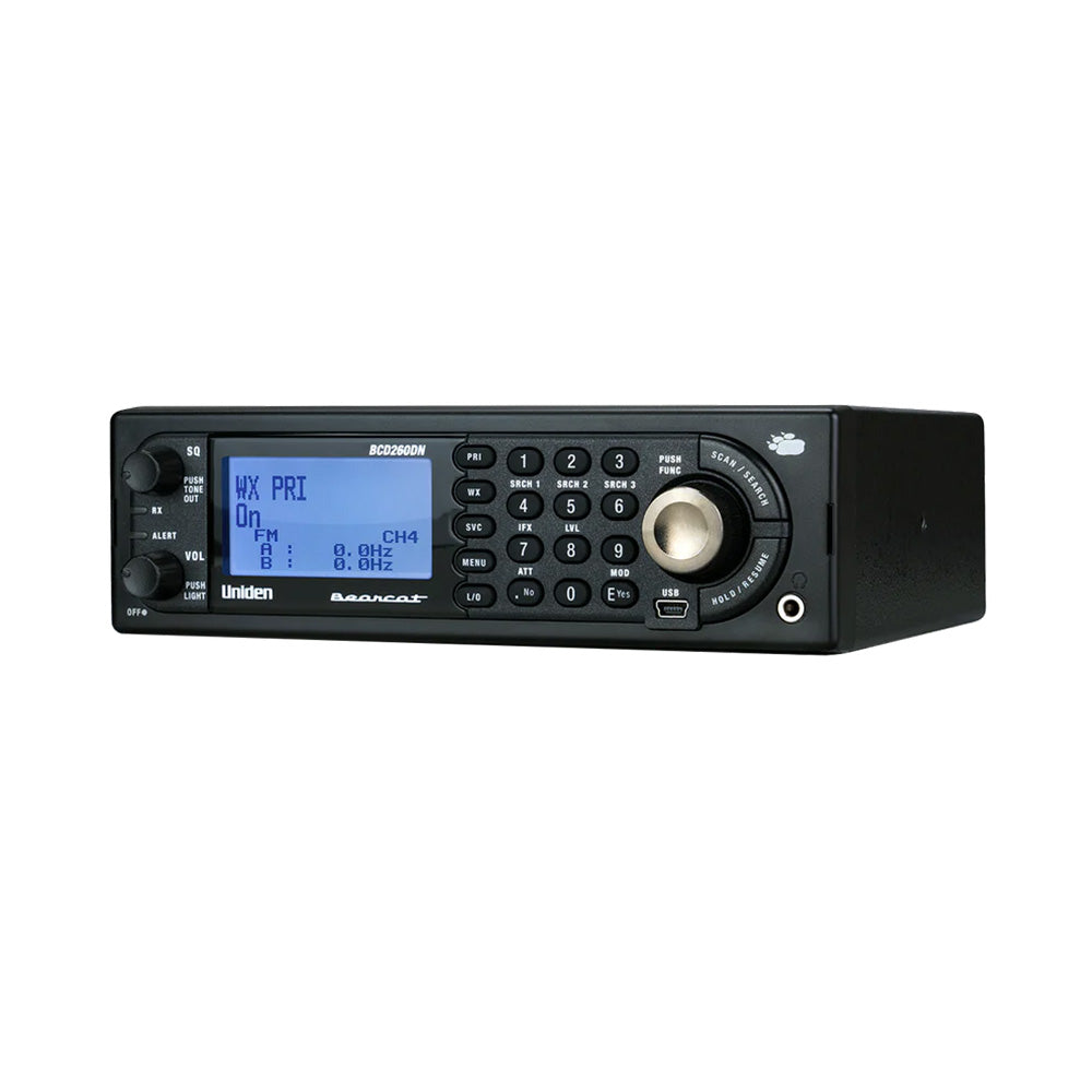 Uniden BCD260DN digital base/mobile radio scanner with multi-line display and advanced scanning features.