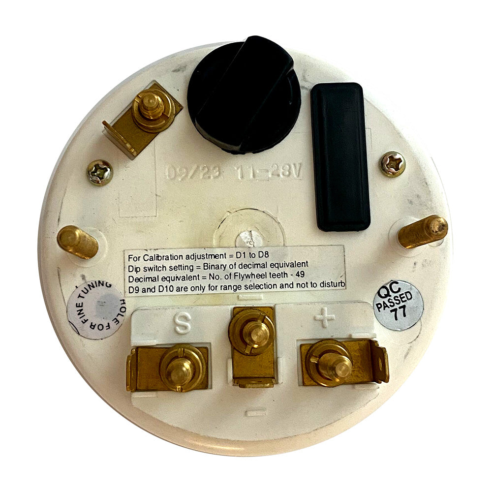 VDO Cockpit International Gen II 4K RPM tachometer with hourmeter gauge for accurate engine monitoring.