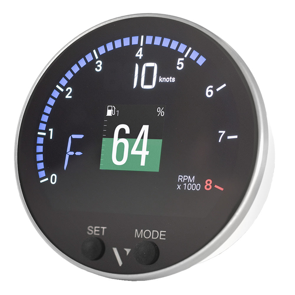Veratron Suzuki VMH-35 PWM gauge display with Sumitomo connectors, used for vehicle monitoring and performance measurement.