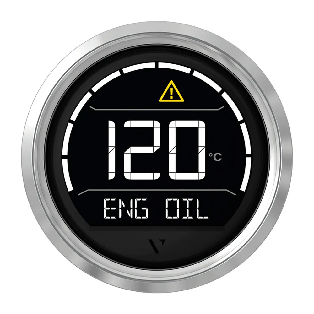 Veratron VL Digital 52 gauge with triangular chrome bezel, showcasing a sleek digital display and modern design.