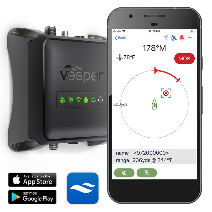 Vesper Cortex M1 Class B SOTDMA AIS transponder with remote vessel monitoring, designed for worldwide maritime safety.
