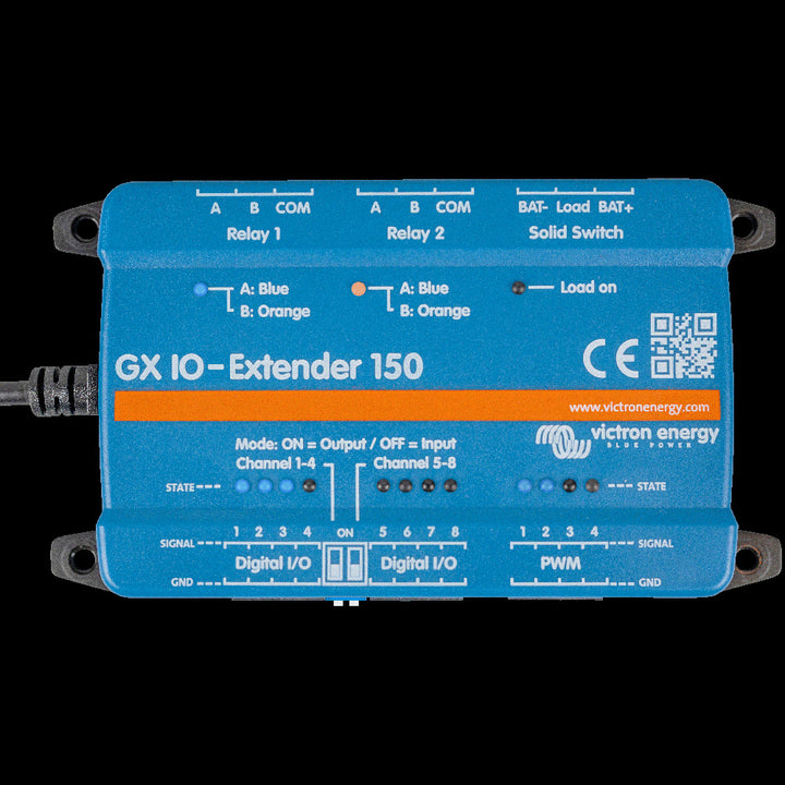 Victron Energy GX-IO Extender 150 accessory showing device with connection ports for energy system expansion