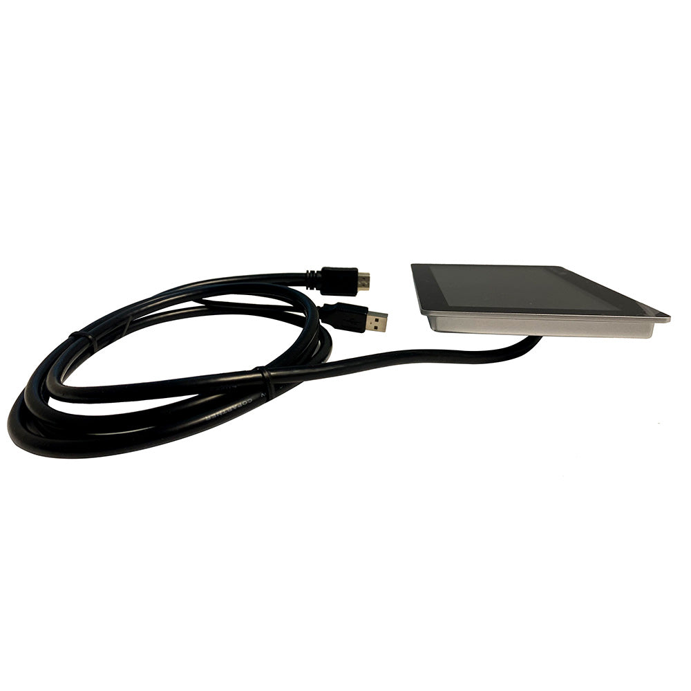 Victron Energy GX Touch 50 flush mount 5-inch display showing user interface and connection ports for marine or solar systems.