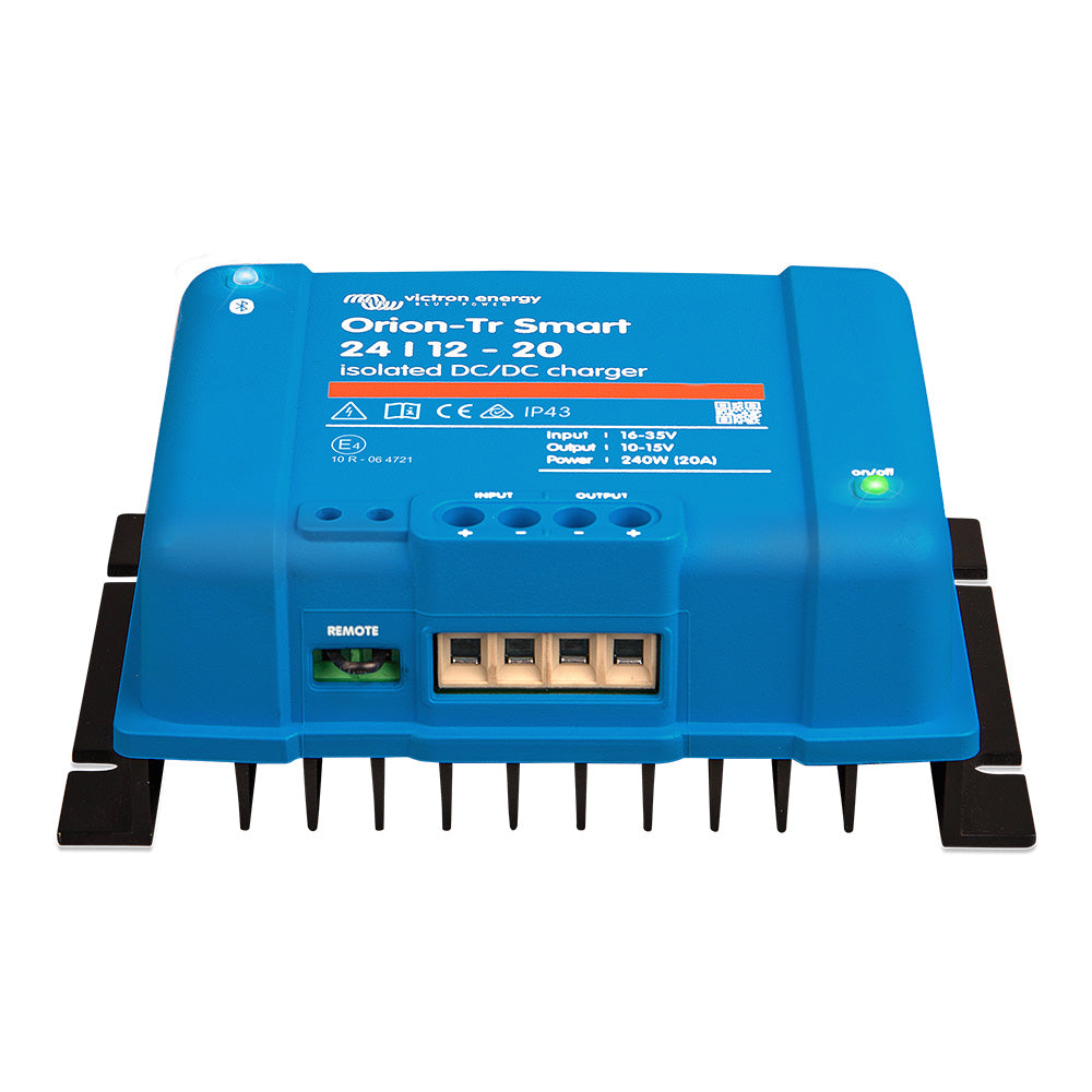 Victron Orion-Tr Smart 24/12-20A isolated DC-DC charger for batteries, branded Victron Energy, shown in the image.