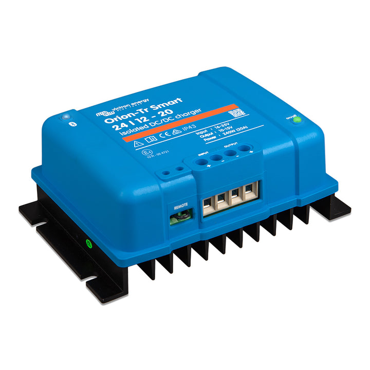 Victron Orion-Tr Smart 24/12-20A isolated DC-DC battery charger by Victron Energy, compact charger with digital display.